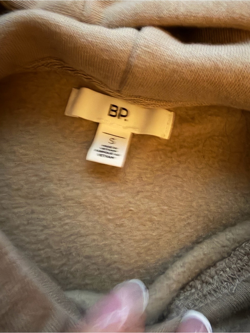 BP Fleece Hoodie Men’s Small Taupe Pullover Sweatshirt Cotton Blend EUC - Picture 3 of 5